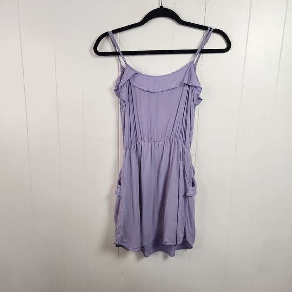 Aritzia Talula Lilac Purple Ulla Sweetheart Ruffle Mini Dress Pockets Size XS - Picture 3 of 7